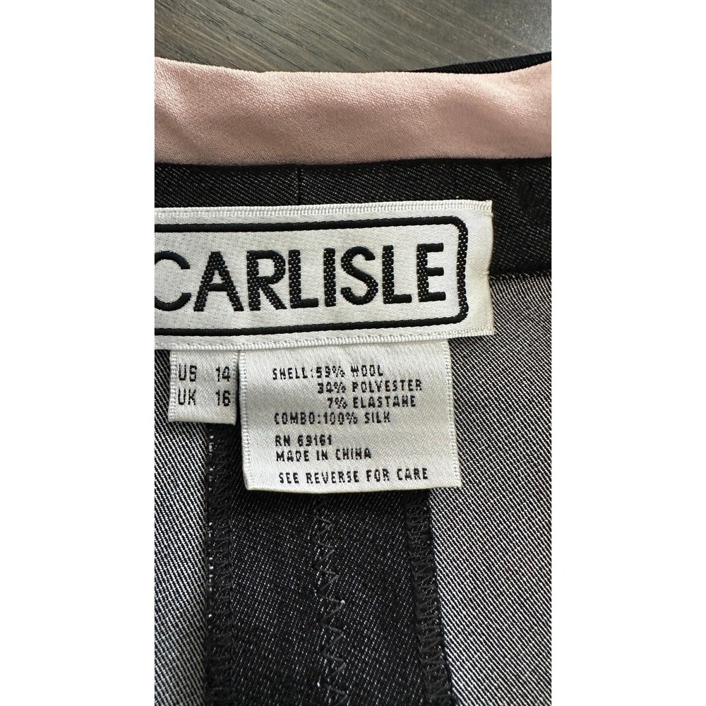 Carlisle Blazer Jacket Womens 14 Black Pink Fitted Button Up Career Office - Picture 11 of 12